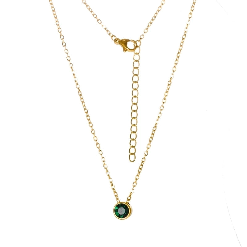Stainless Steel 18K Gold Plated Rose Gold Plated IG Style Plating Inlay Round Birthstone Pendant Necklace