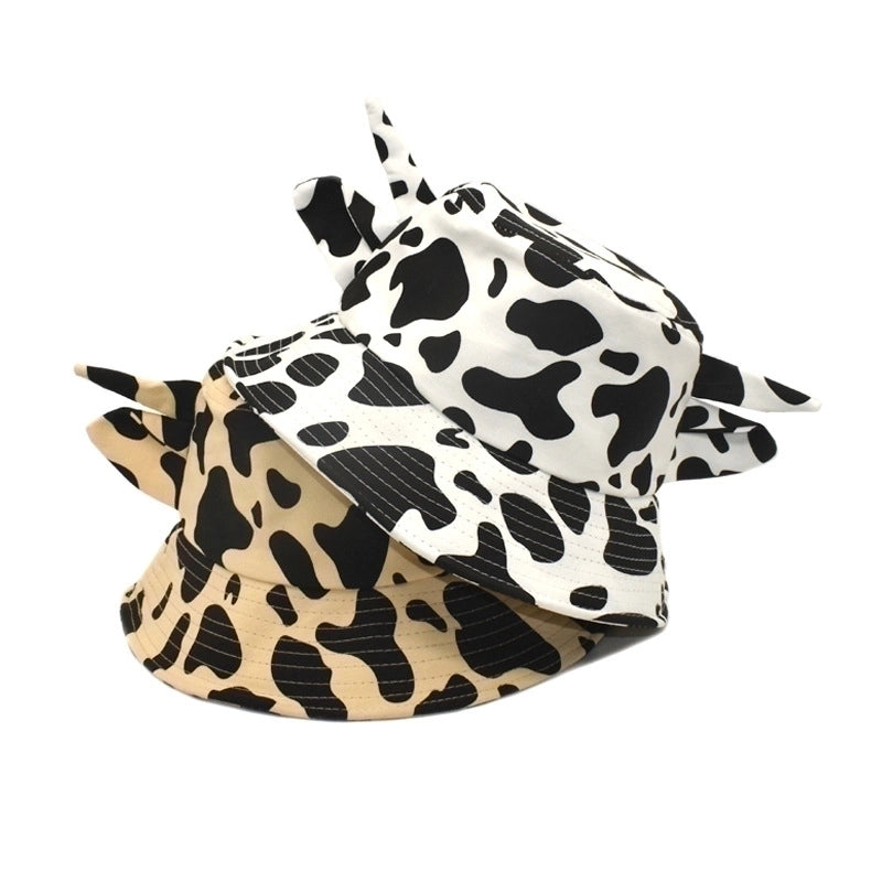 Women's Casual Streetwear Cow Pattern Printing Flat Eaves Bucket Hat