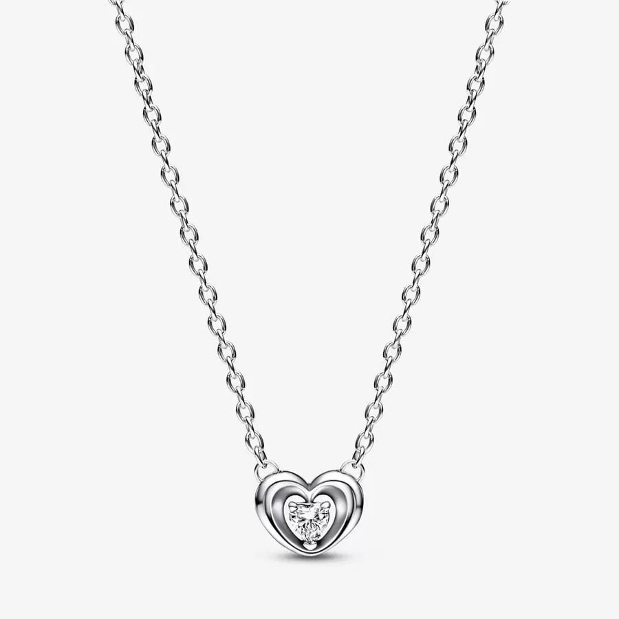 Radiant Heart & Floating Stone Pendant Collier Pandora Necklace