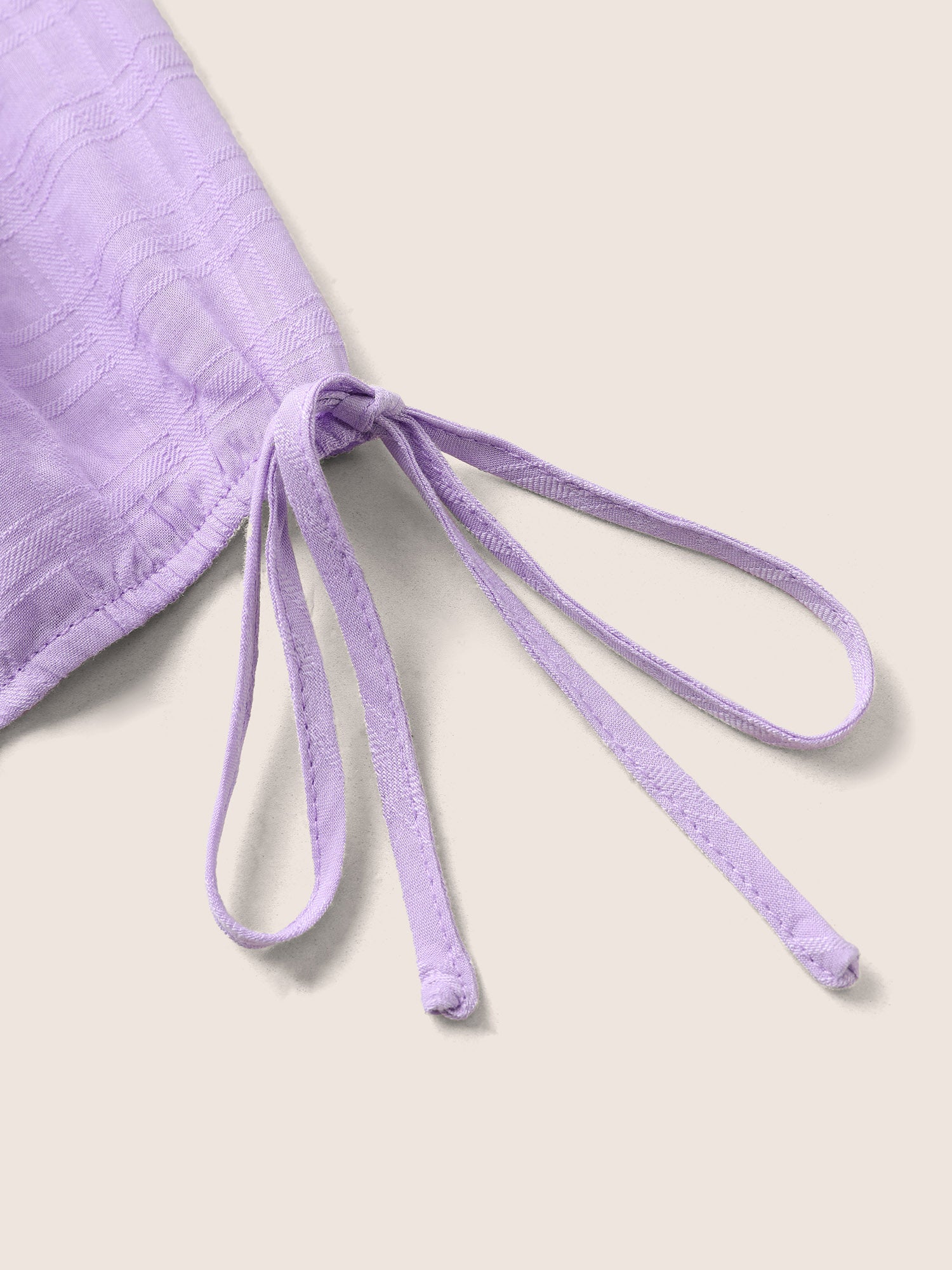 Plaid Drawstring Puff Sleeve Frill Trim Dress