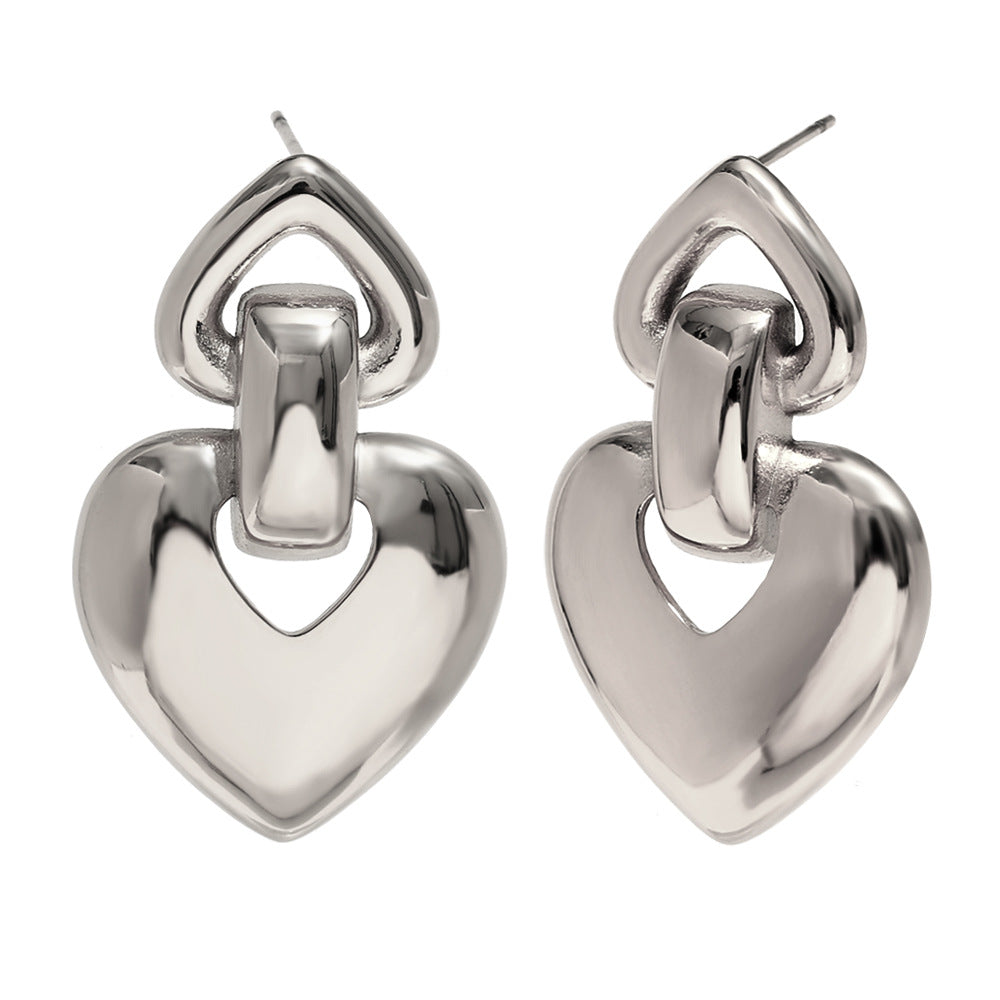 Ins Niche Simple Peanut Bow Earrings Stainless Steel 18K Gold Plated Love Ring Earrings Female