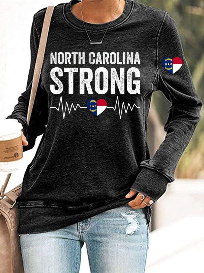 Women's North Carolina Strong Print Long Sleeve Sweatshirt