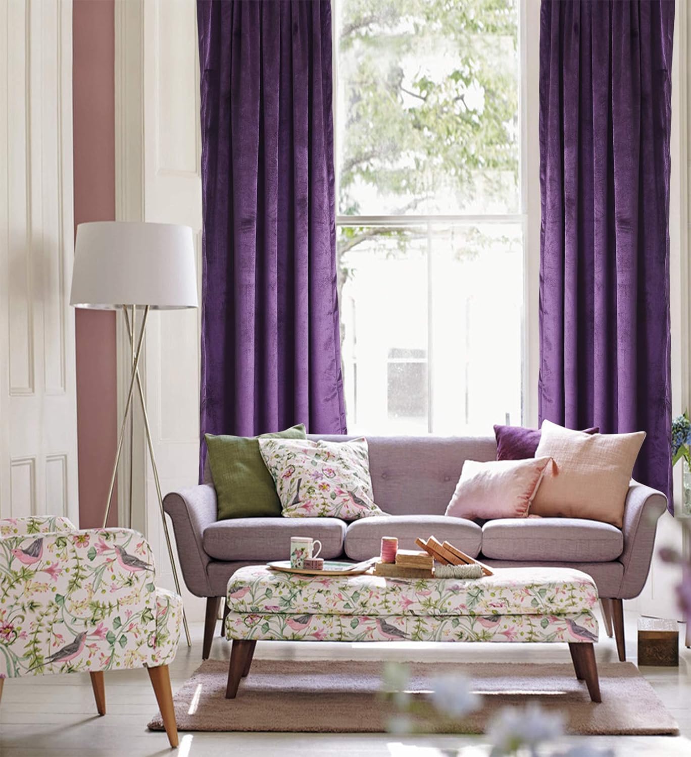 Plum-Velvet Window Curtains (Ultra Soft)