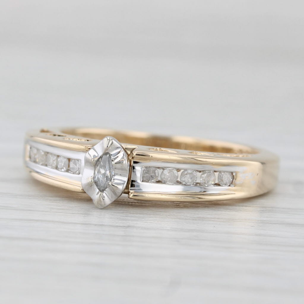 0.20ctw Diamond Engagement Ring 10k Yellow Gold Size 7 Heart Bridge Stackable