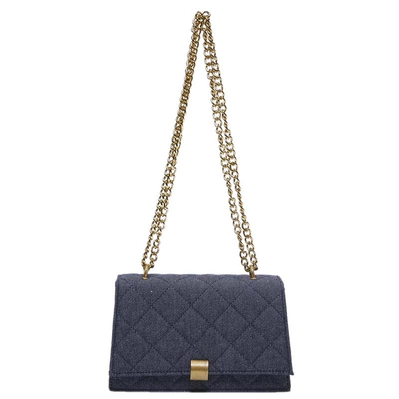 Women's Pu Leather Solid Color Lingge Streetwear Square Lock Clasp Shoulder Bag Crossbody Bag