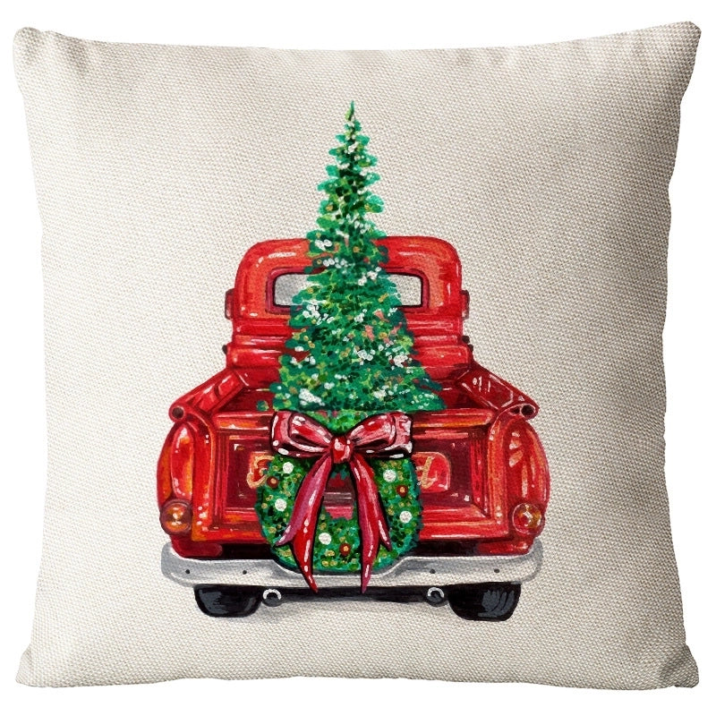 Christmas Glam Santa Claus Snowman Linen Pillow Cases Couch & Sofa Decor