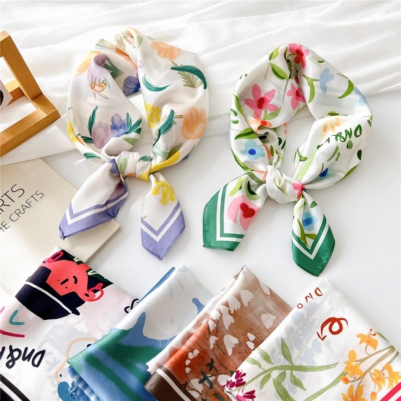Women's Elegant Geometric Polyester Silk Scarves