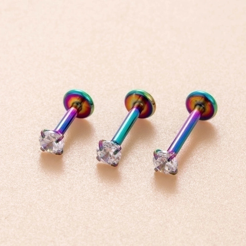1 Piece Ear Cartilage Rings & Studs Minimalist Round 316L Stainless Steel  Plating Inlay Zircon