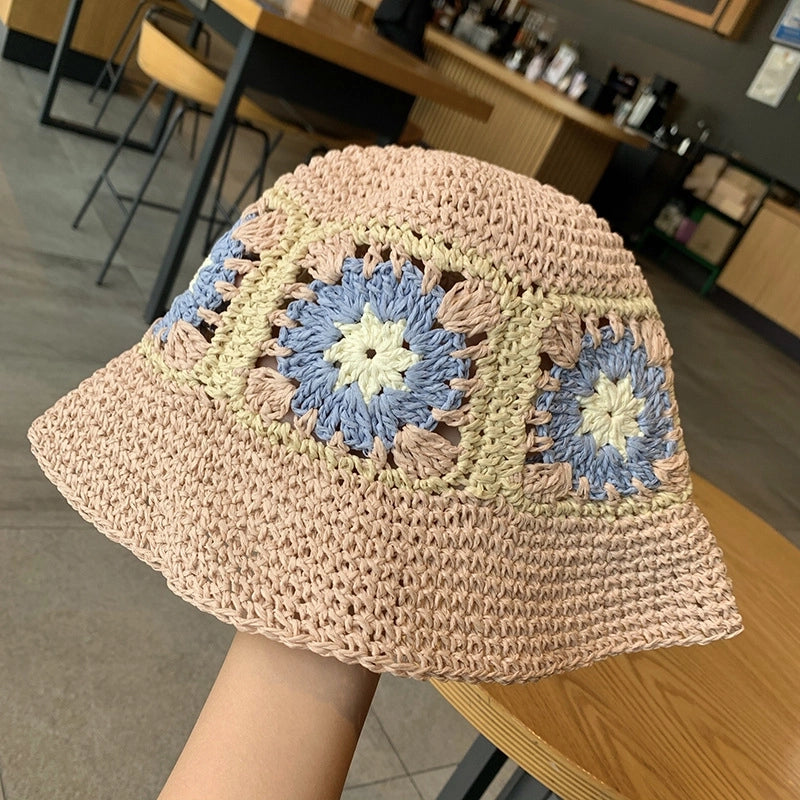 Women's Sweet Flower Flowers Wide Eaves Straw Hat