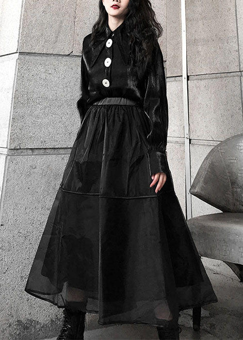 Plus Size black Tulle a line skirts Spring