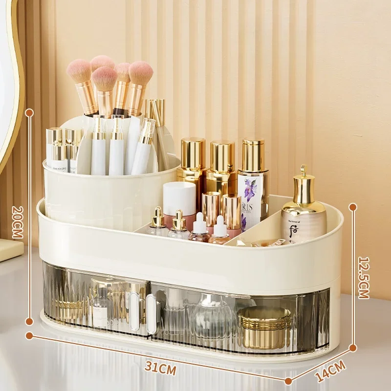 360掳 ROTATING COSMETIC STORAGE BOX 鈥?LARGE-CAPACITY MAKEUP & JEWELRY ORGANIZER WITH DRAWERS