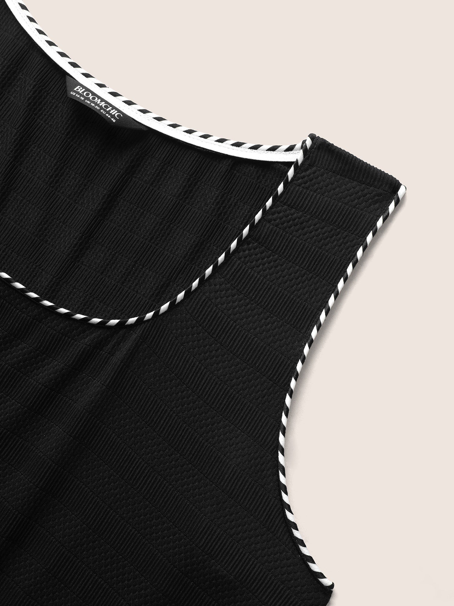 Square Neck Contrast Webbing Split Hem Dress