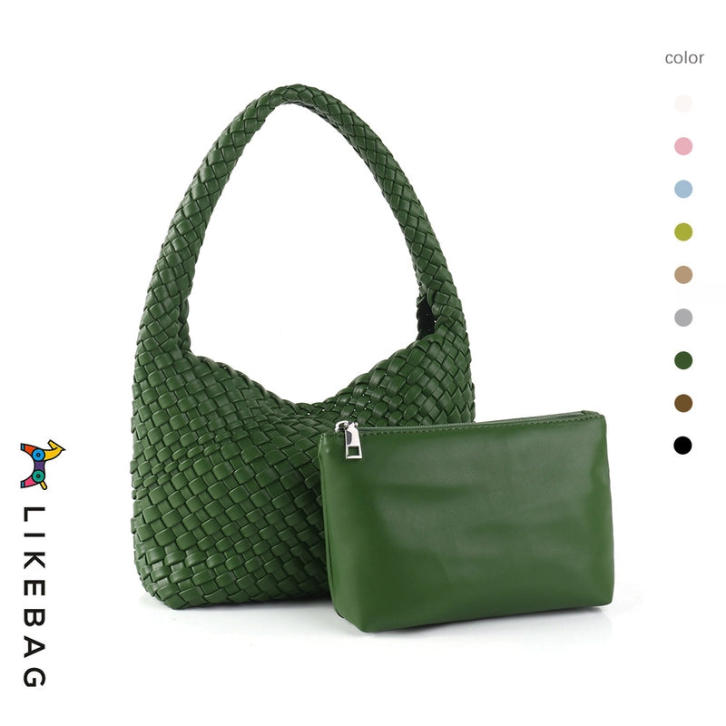 Women's Medium Pu Leather Solid Color Classic Style Streetwear Weave Square Magnetic Buckle Underarm Bag
