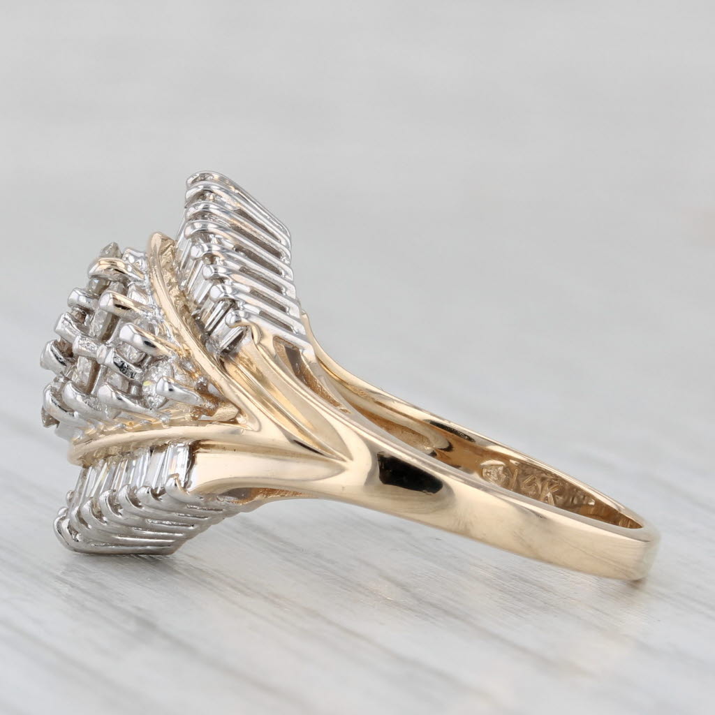 1.10ctw Diamond Cluster Ring 14k Yellow Gold Size 8 Cocktail