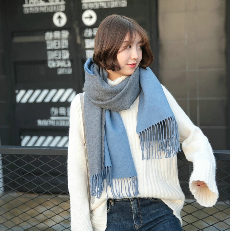 Autumn And Winter New Thickened Cashmere Double-Sided Scarf Women's Popular Versatile Color Matching Shawl Scarf