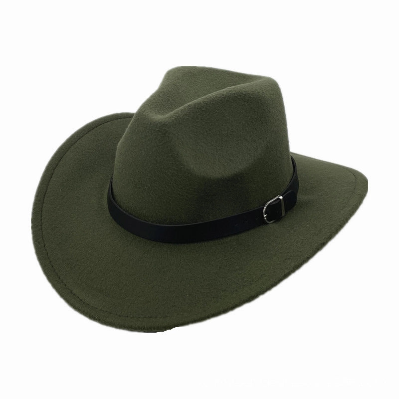 Felt Top Hat Curved Edge Classic Belt Buckle Panama Hat Gentleman Hat Sun Protection Sun Hat One-piece Delivery