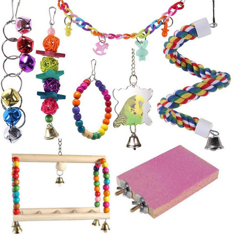8Pcs Set Swing Toy For Parrot
