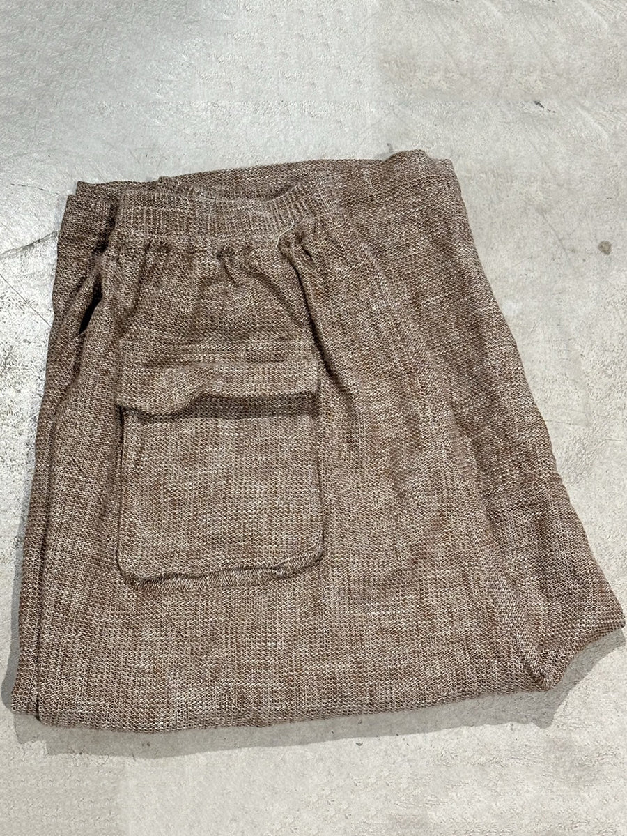 Women Vintage Summer Pure Color Wide-leg Linen Pants