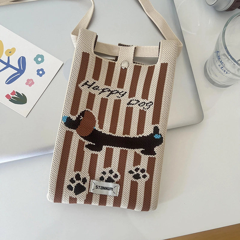 Women's Polyester Printing Animal Color Block Cute Square Buckle Shoulder Bag Phone Wallets