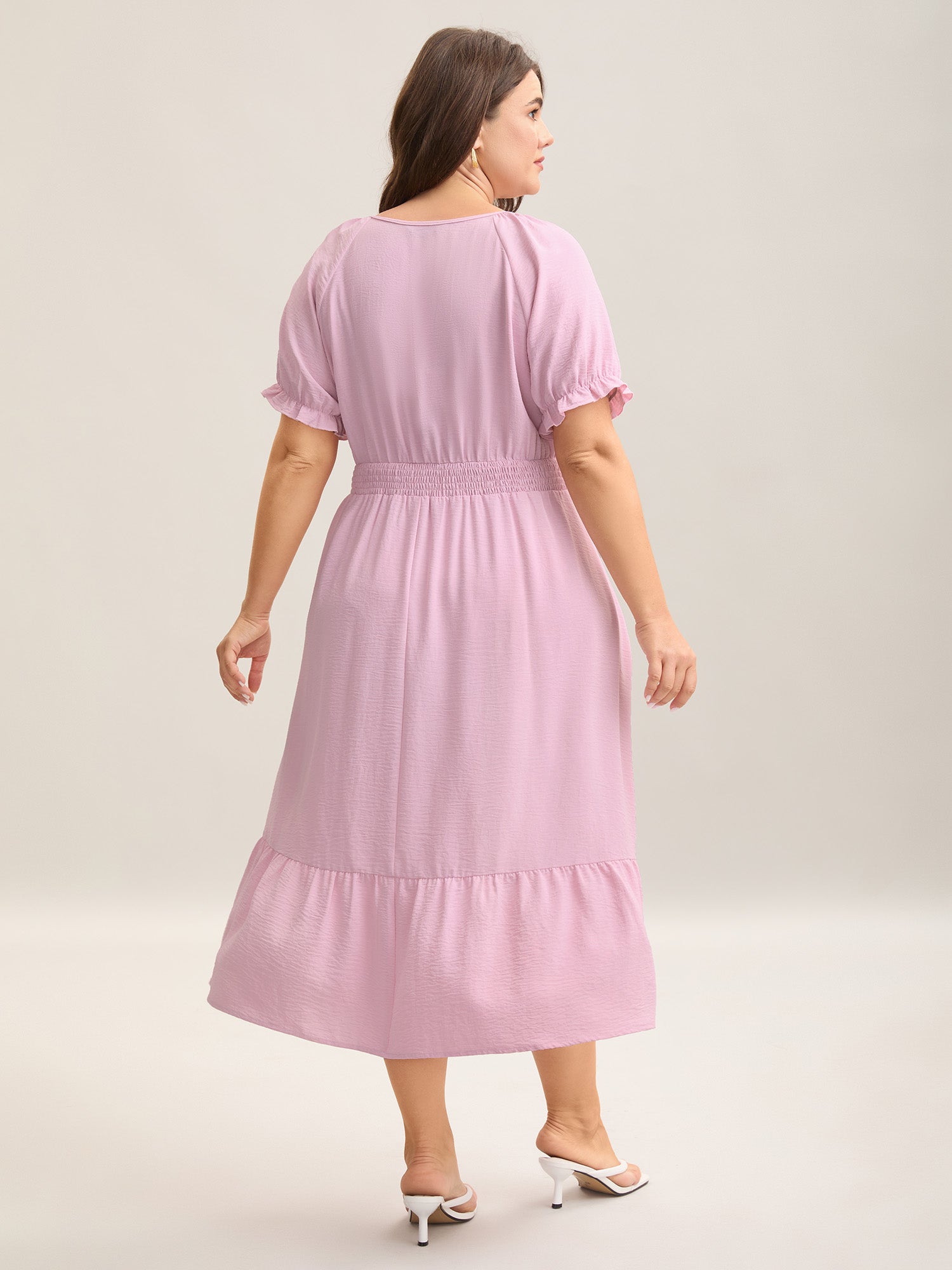 Shirred Waist Tiered Hem Milkmaid Dress