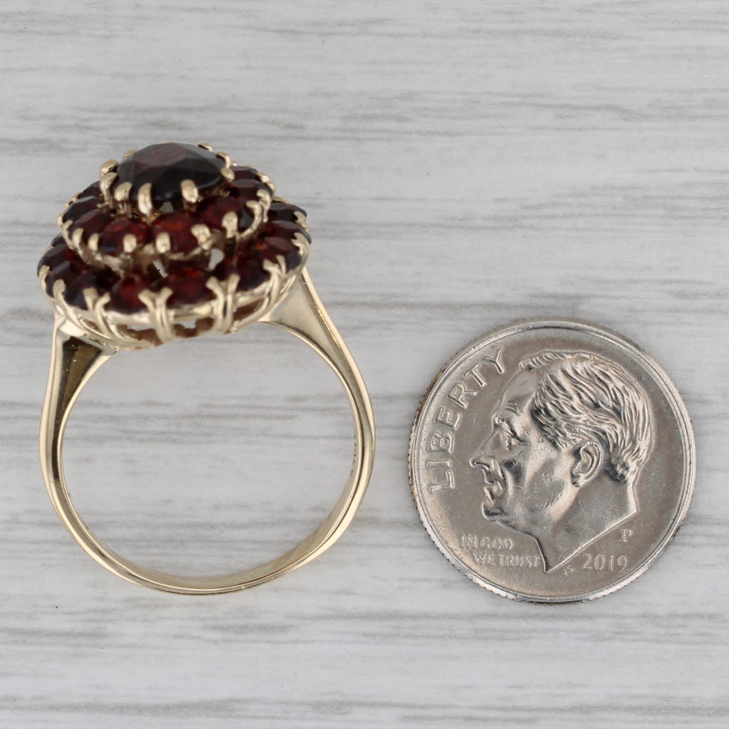 4.90ctw Garnet Cluster Ring 14k Yellow Gold Size 7.25 Cocktail