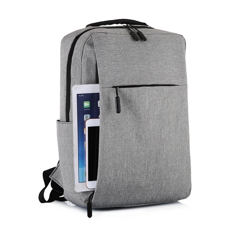 Business Solid Color Square Zipper Functional Backpack