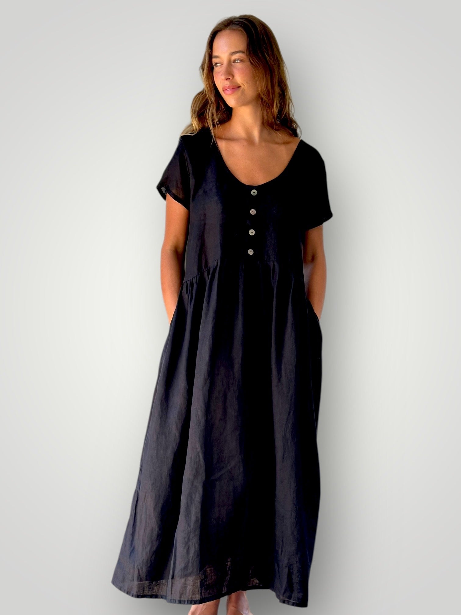 audrey dress - black linen