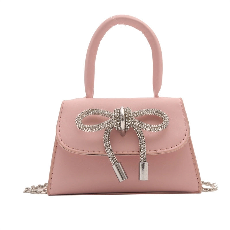 Women's Mini Pu Leather Bow Knot Elegant Magnetic Buckle Handbag