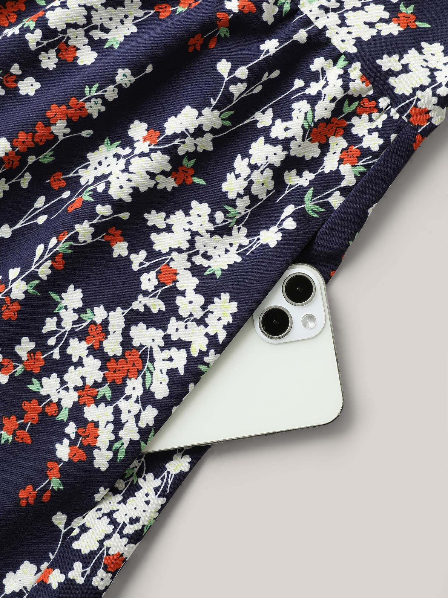 Ditsy Floral Print Lace Hem Midi Dress