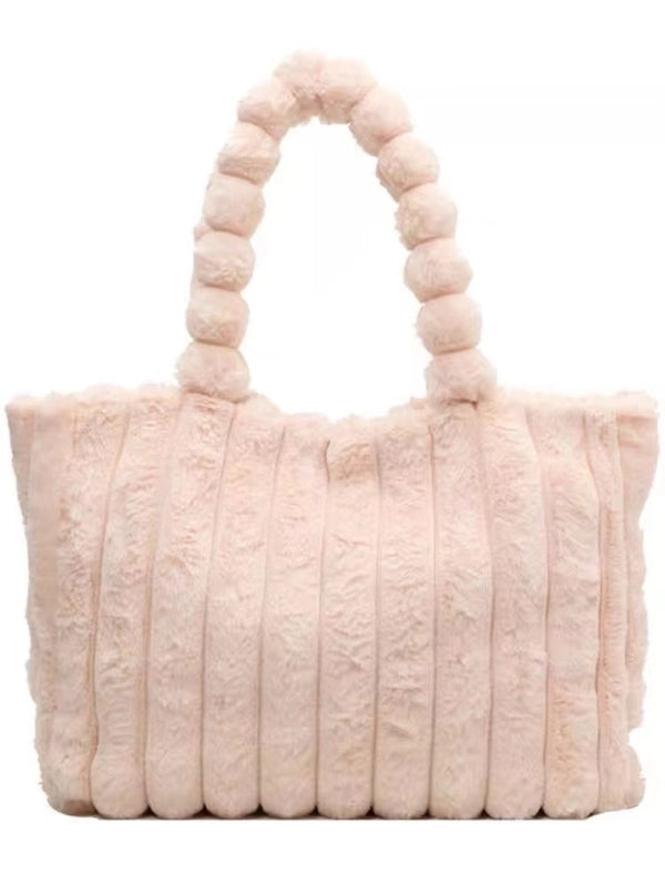 Autumn And Winter New Fashion Plush Shoulder Bag Personality Simple Corduroy Tote Bag Large Capacity Furry Handbag