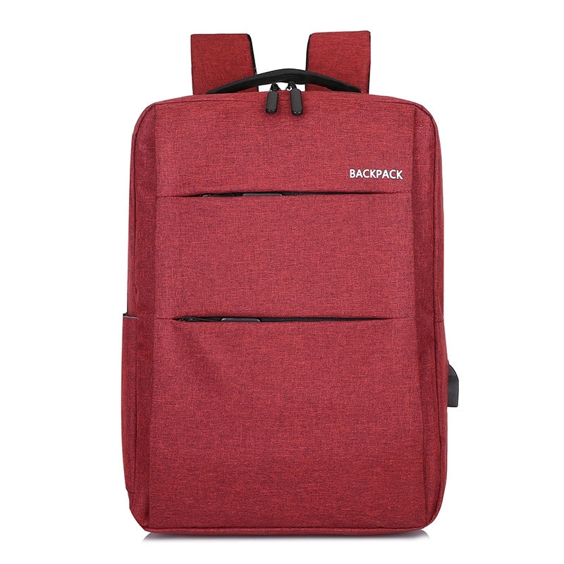 Business Solid Color Square Zipper Functional Backpack