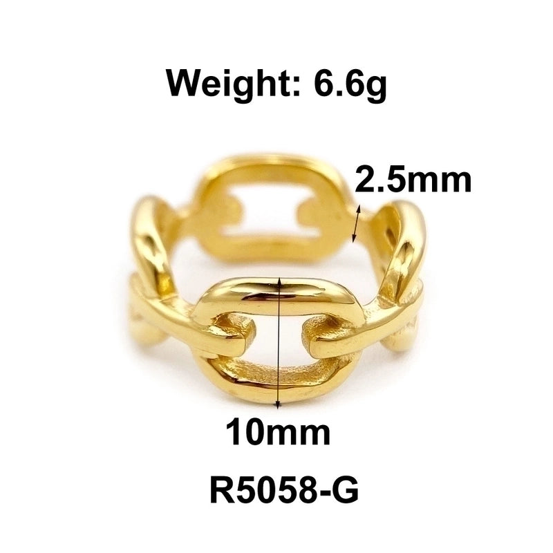 Fashion Solid Color 304 Stainless Steel Titanium Steel 18K Gold Plated Plating Rings