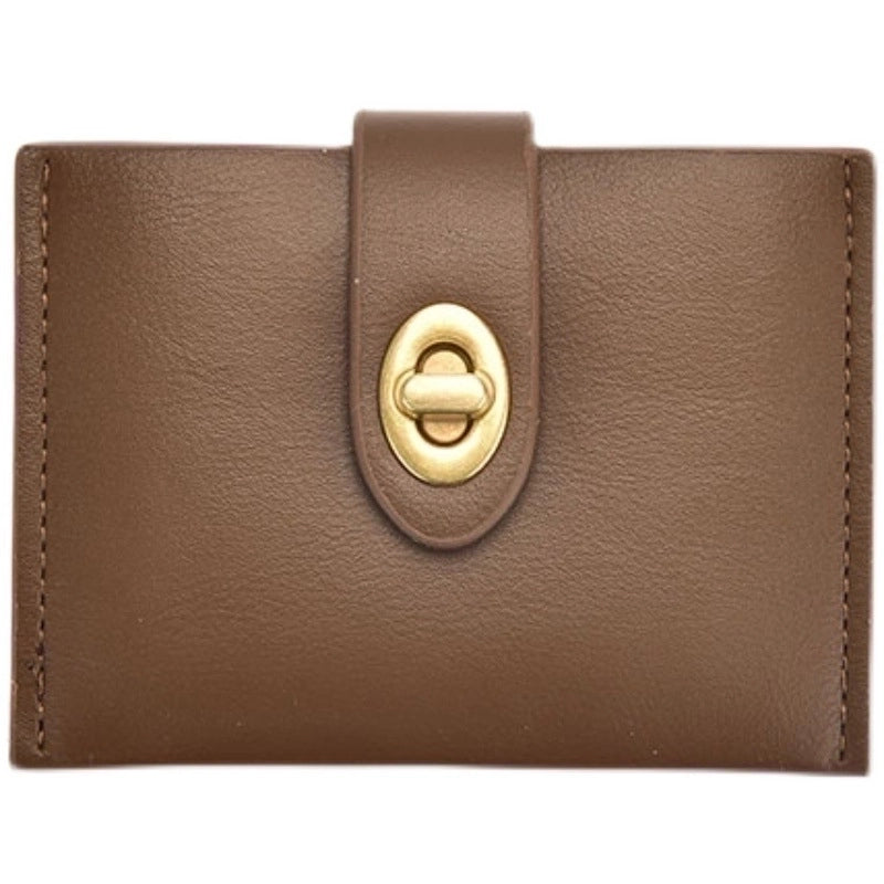 Women's Solid Color Pu Leather Lock Clasp Wallets