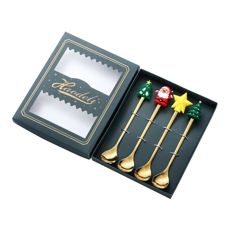 Christmas Christmas Santa Claus Stainless Steel Spoon Fruit Fork 1 Set