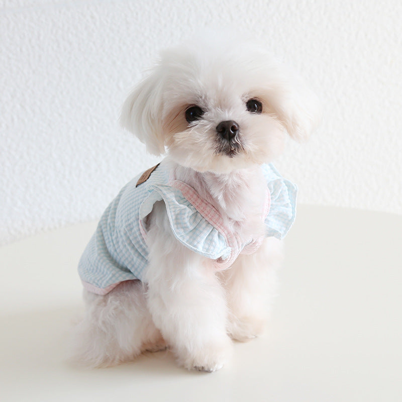 Cotton Sweet Ruffled Sleeves Dog Cat Vest