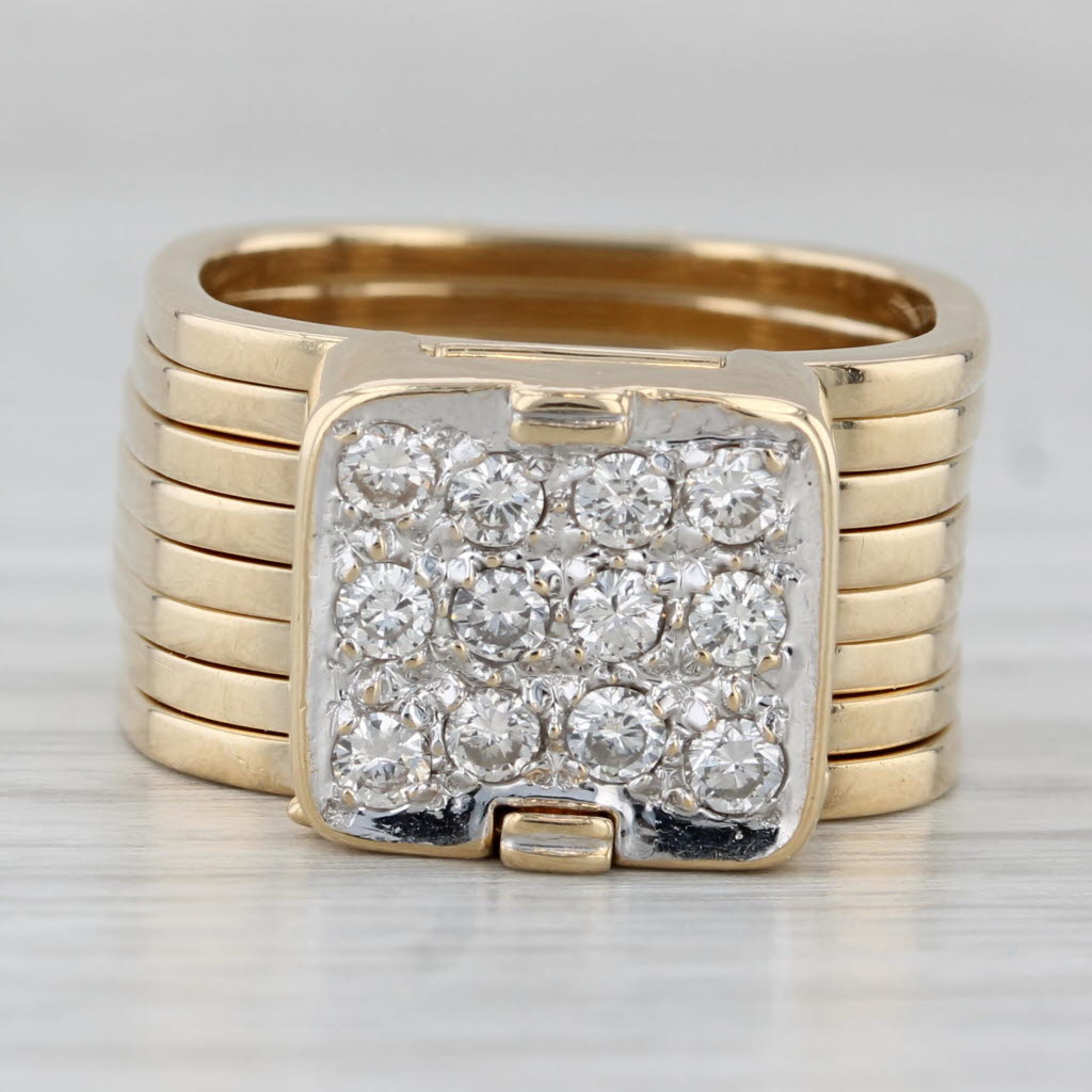 0.40ctw Diamond Ring Convertible 6.5 Bracelet 14k Yellow Gold Size 6