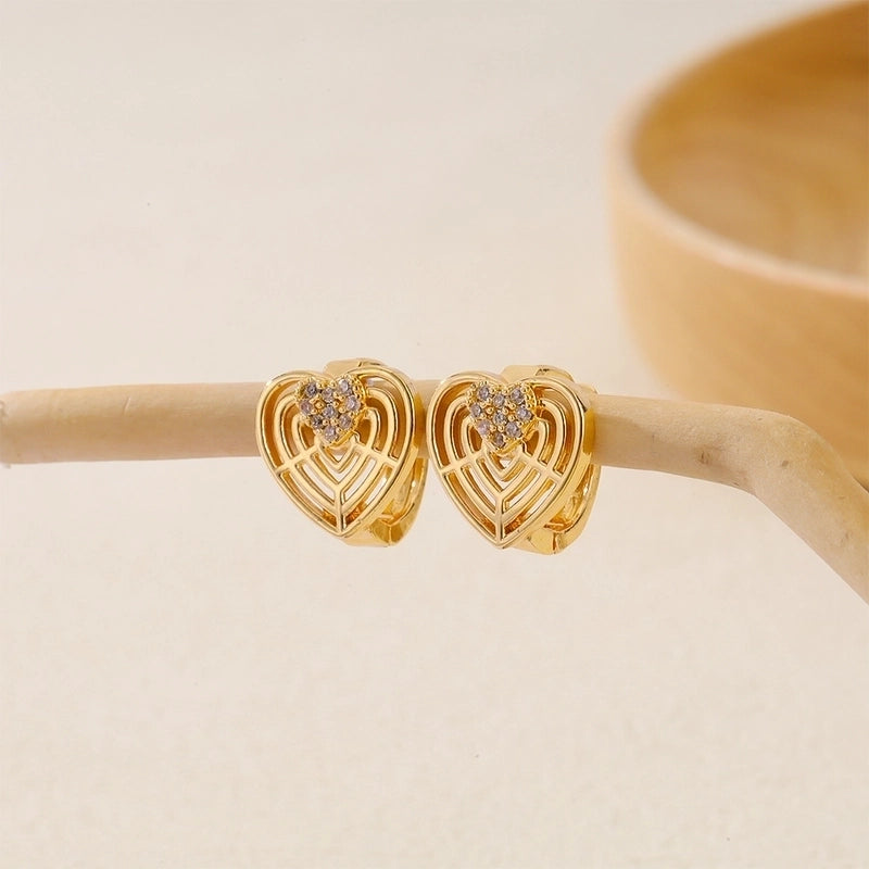 1 Piece IG Style Minimalist Geometric Inlay Copper Zircon Earrings