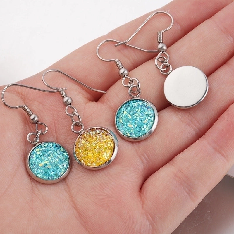 5 Pieces Minimalist Round Stainless Steel Resin Resin None Drop Earrings