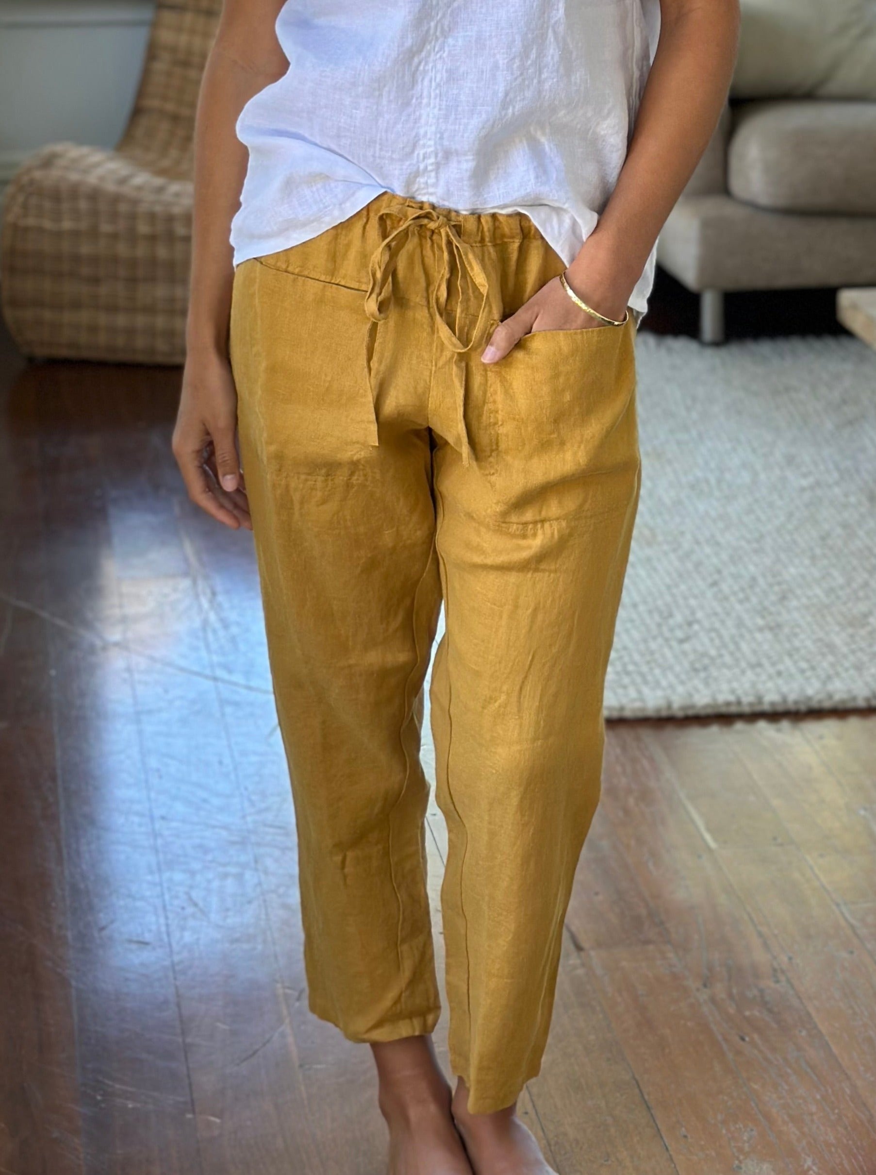 jessie pant-turmeric linen