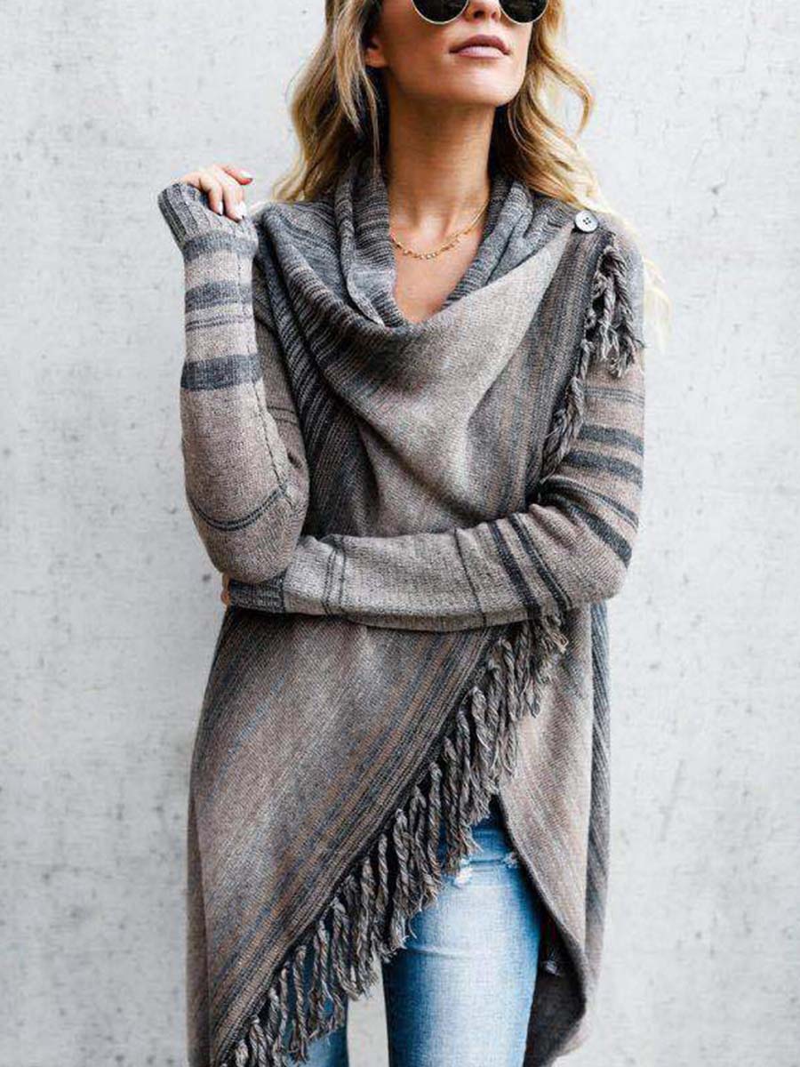 Striped Shawl Sweater