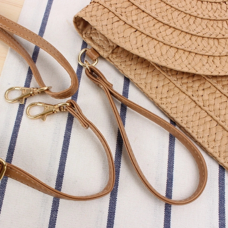 Women's Small All Seasons Straw Solid Color Vacation Square Magnetic Buckle Straw Bag