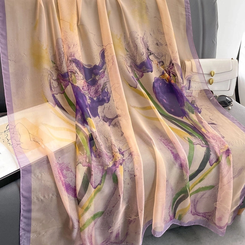 Spring And Summer New Yourou Silk Scarf Large Size Printed Beach Towel Dot Travel Vacation Sunscreen Scarf Women's Spot