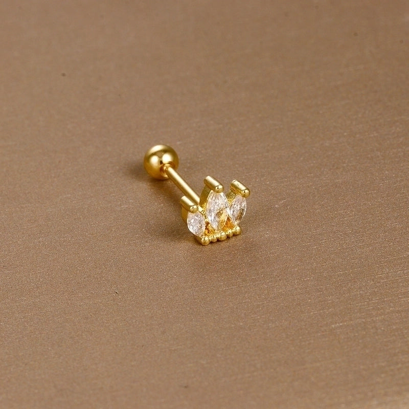 1 Piece Sweet Minimalist Flower Plating Inlay Titanium Steel Zircon Ear Studs