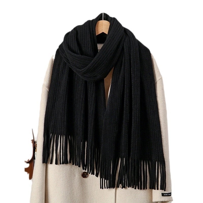 Women's Minimalist Solid Color Imitation Cashmere Tassel Scarf