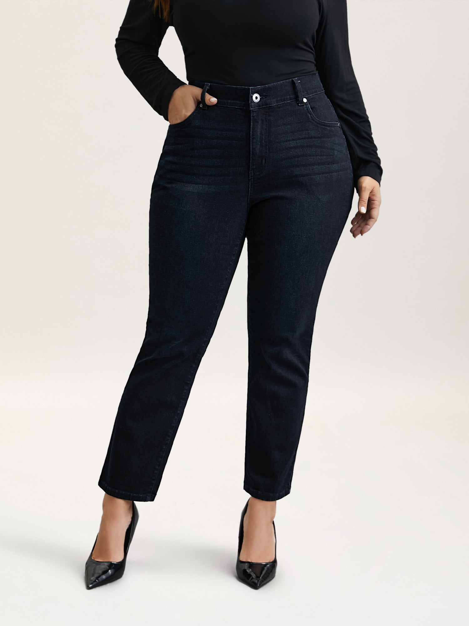 Whiskered Mid-Rise Skinny-Fit Jeans