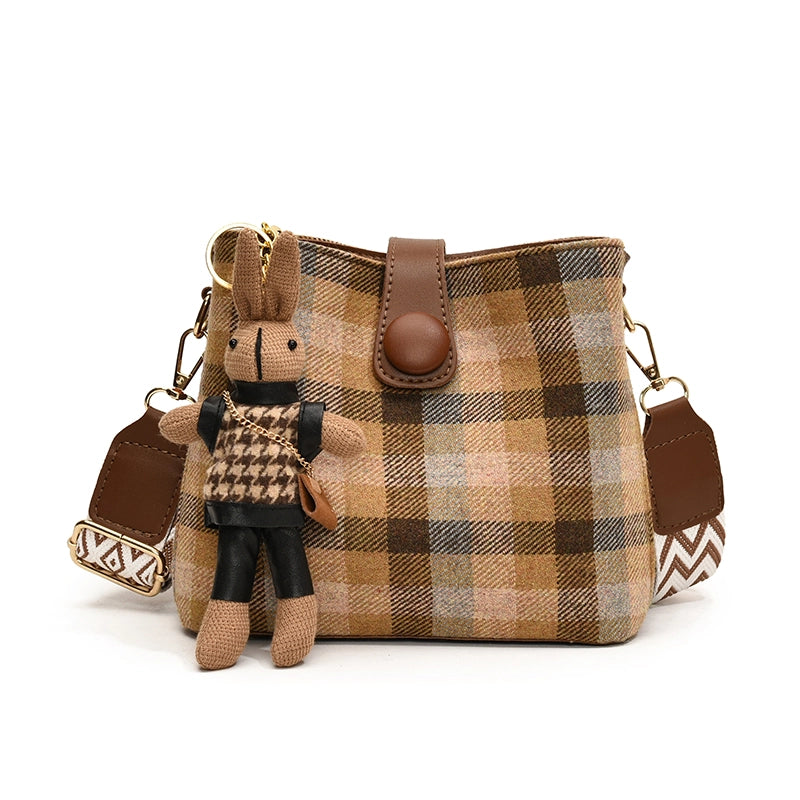 Woolen Bag Women's Large Capacity Shoulder Bag Cloth Bag Texture Commuter Bucket Bag