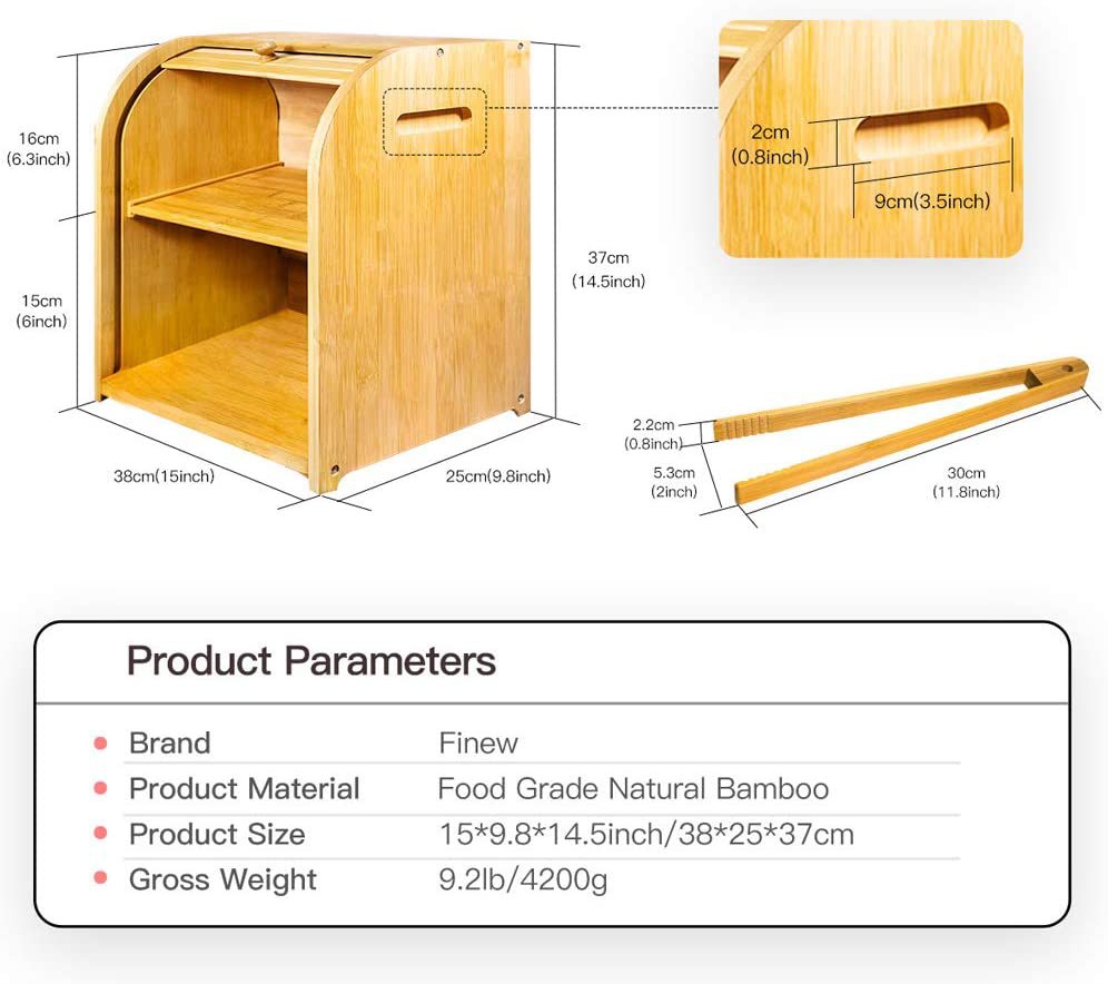 Dual Layer Bamboo Bread Box
