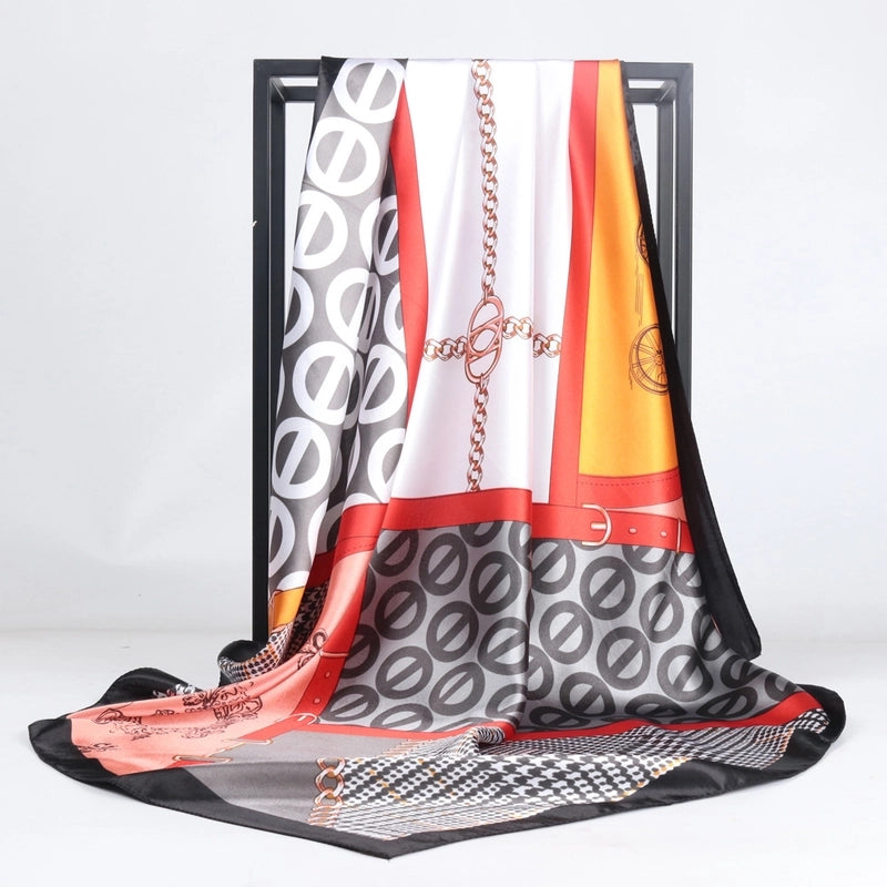 Women's Retro Bohemian Geometric Satin Printing Scarves & Gloves