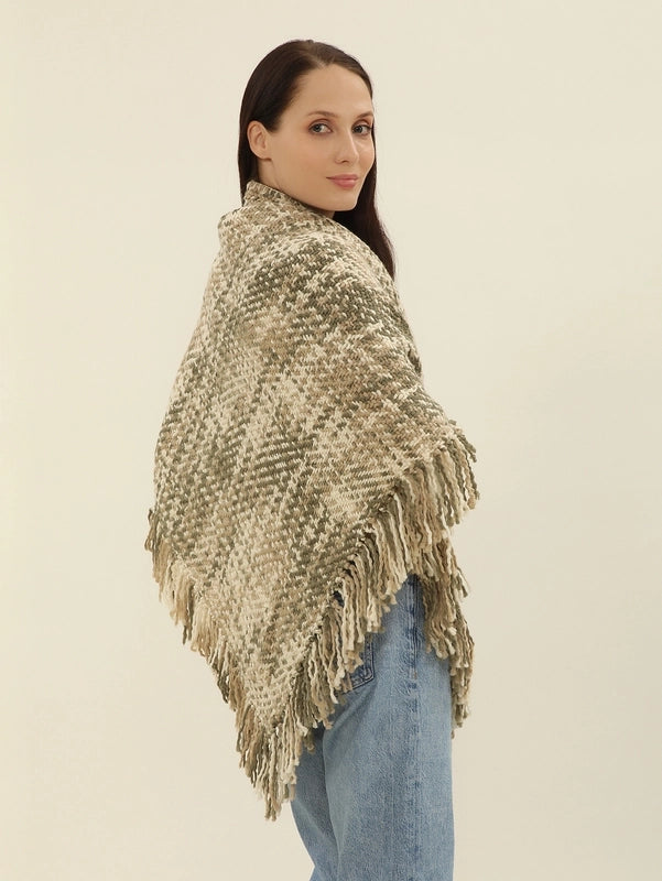 Spring And Autumn New Shawl Ethnic Style Knitted Cloak Versatile Thickened Cloak Travel Wear Scarf Hollow Coat