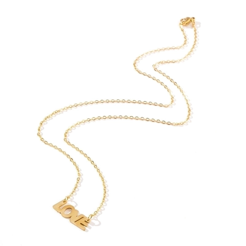 Minimalist Letter Stainless Steel Metal Pendant Necklace